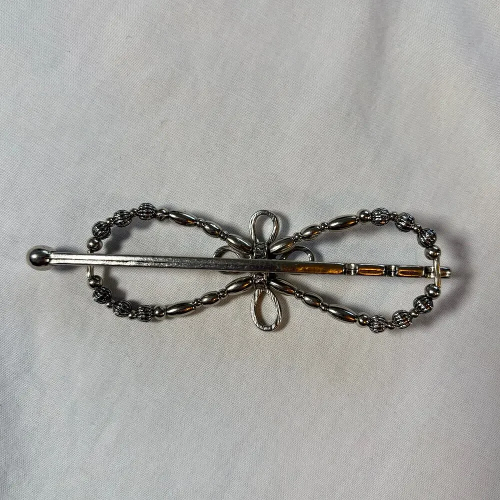 Lilla Rose silver flexi beaded hair clip, celtic cross with engraved fastener.